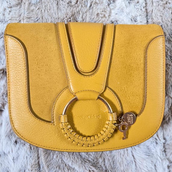 See by Chloé Hana Crossbody Bag | Mustard Yellow Leather and Suede | Braided O-Ring