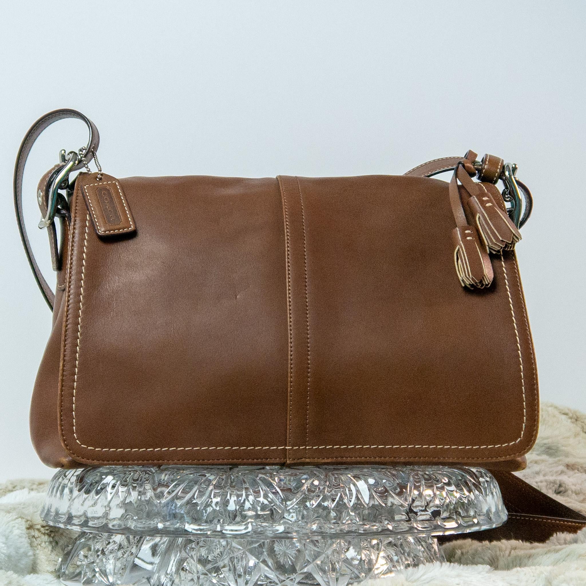 F063-F10204 Coach Brown Leather Foldover Flap - Saddlebag Style