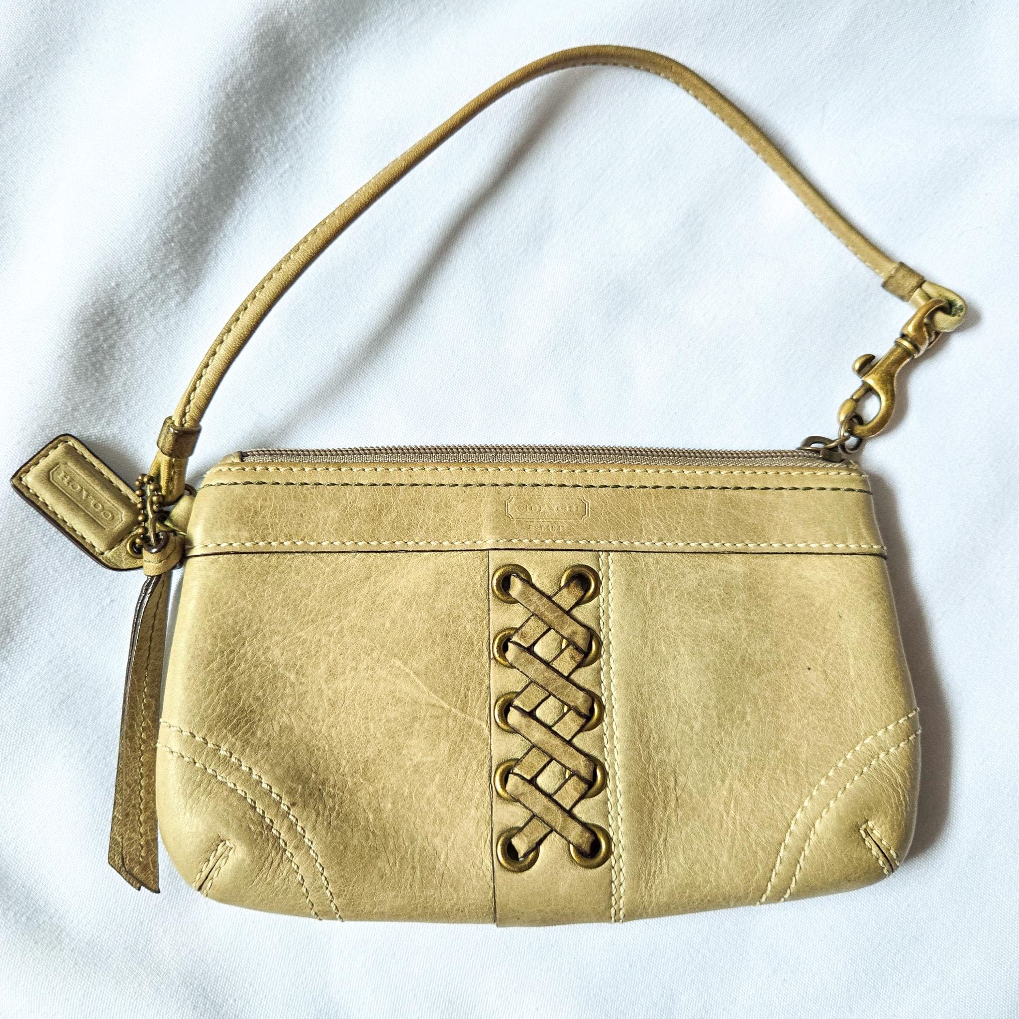 Vintage Y2K Coach Leather Cross-Stitch Wristlet