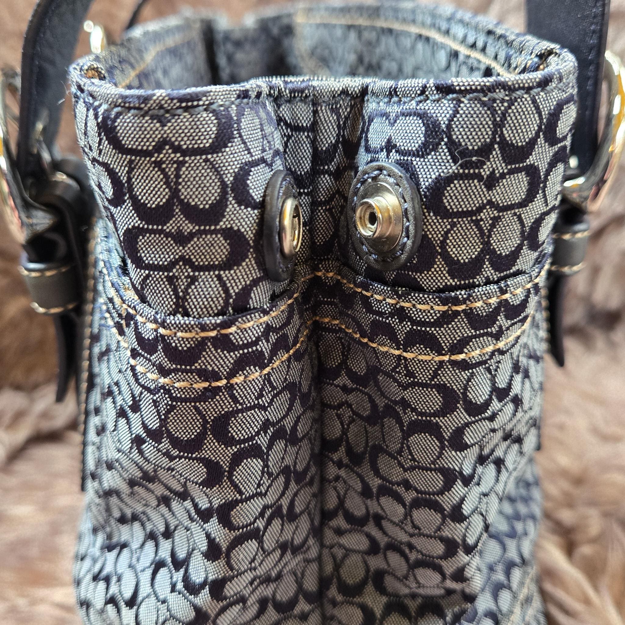 Coach Y2K Denim Blue Soho Sigc Jacquard Tote Bag W/leather Trim