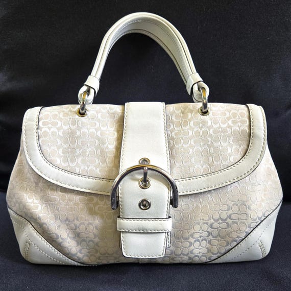 Coach Y2K Soho Handbag: Ivory Sigc Jacquard & White Leather Trim
