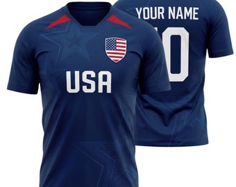 Custom USA Soccer Shirt with Name Number, Personalized Fan Jersey Gift