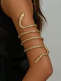Gold Coiled Snake Arm Cuff Bracelet: Egyptian Style Armlet