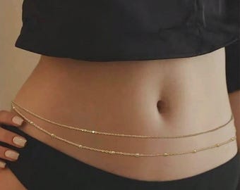 Perlen Doppellagige Taillenkette: Gedrehtes Design, verstellbare Passform