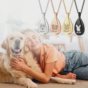 Pet Urn Necklace, Stainless Steel Cremation Jewelry, Water Drop Pendant For Ashes