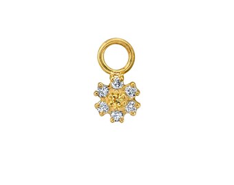 Dije de aro de oro macizo de 14 quilates con diamantes naturales, joyería minimalista, regalo para ella