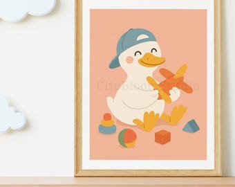Silly Goose Printable Wall Art | Quirky Animal Nursery Decor | Retro Funny Goose Poster | Cottagecore Digital Download | Bedroom Wall Art