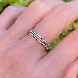 14k gold dainty Tricolored set eternity band set,minimalist stacking ring set,textured gold&silver band set,thin dainty 3p ring set,gifther