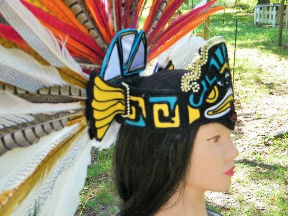 Female Aztec Pheasant Feather Headdress 