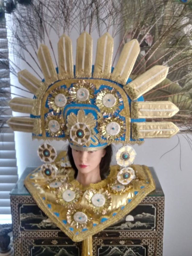 new aztec xochiquetzal goddess costume headdress etsy
