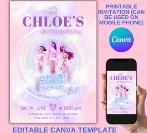 Invitations D'anniversaire K-Pop Hunters Par Huxters - Lot De 14 Cartes Thème Sasha Doré - Pour Fête De Fille - Fournitures De Fête Cute