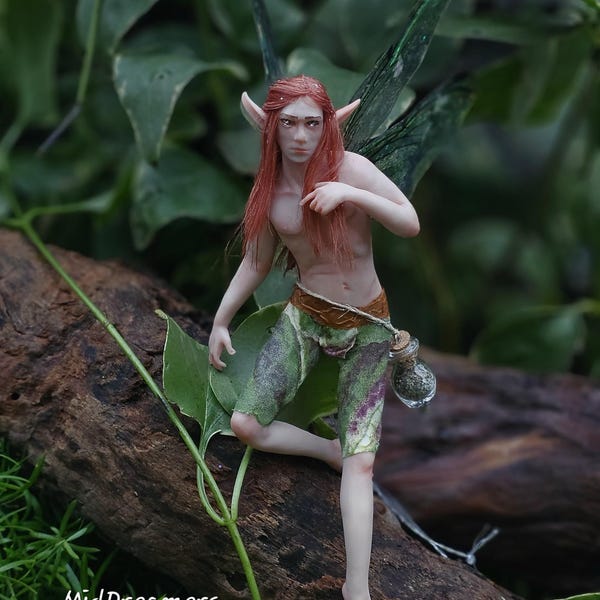 MidDreamers Ooak Dragonfly, gem-eyed Male Fairy Asier