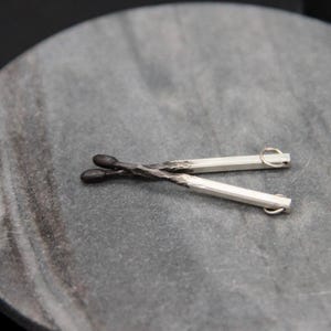 Silver matchstick Pendant Handmade
