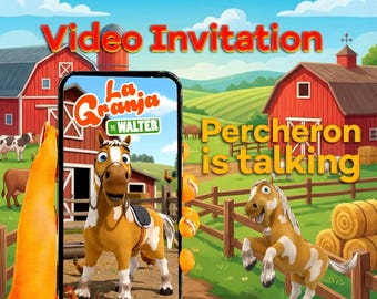 Zenon's Farm birthday invitation video, Zenon's Farm invitation, Percheron horse, birthday invitation