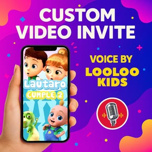 Video invito personalizzato per il compleanno dei bambini di LooLoo, messaggio vocale personalizzato, invito digitale per feste, download immediato, idea per feste per bambini