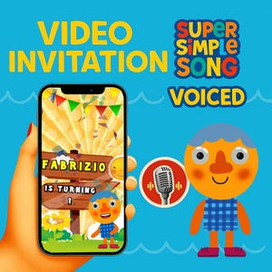 Super Simple Songs Video Invitation whit voice, Super Simple Songs Birthday Invitation, Super Simple Songs Party, Simple Songs Birthday