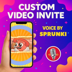 Video invito di compleanno Sprunki personalizzato, messaggio vocale personalizzato, invito digitale per feste, festa per bambini, download immediato