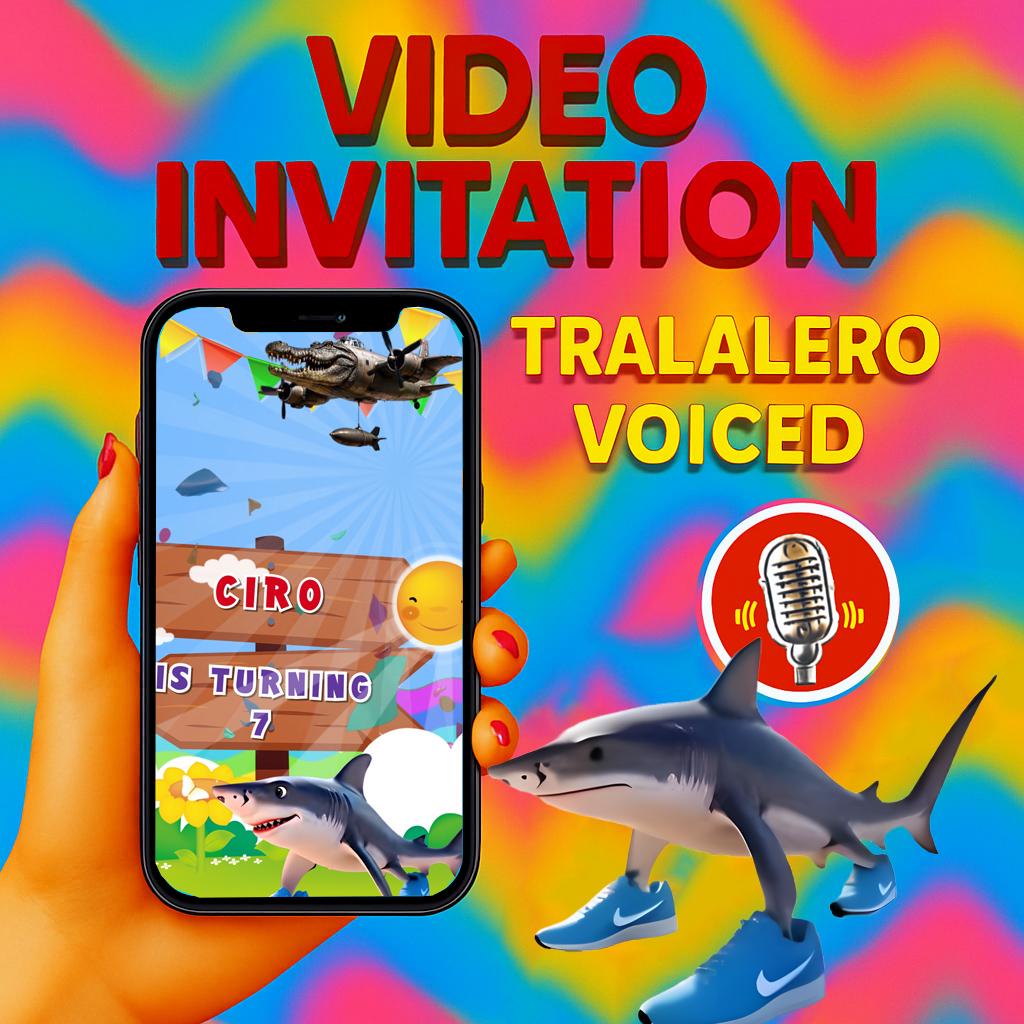 Italian Brainrot Birthday Invitation tralalaro tralala voiced, Digital Invitation, Birthday Invitation