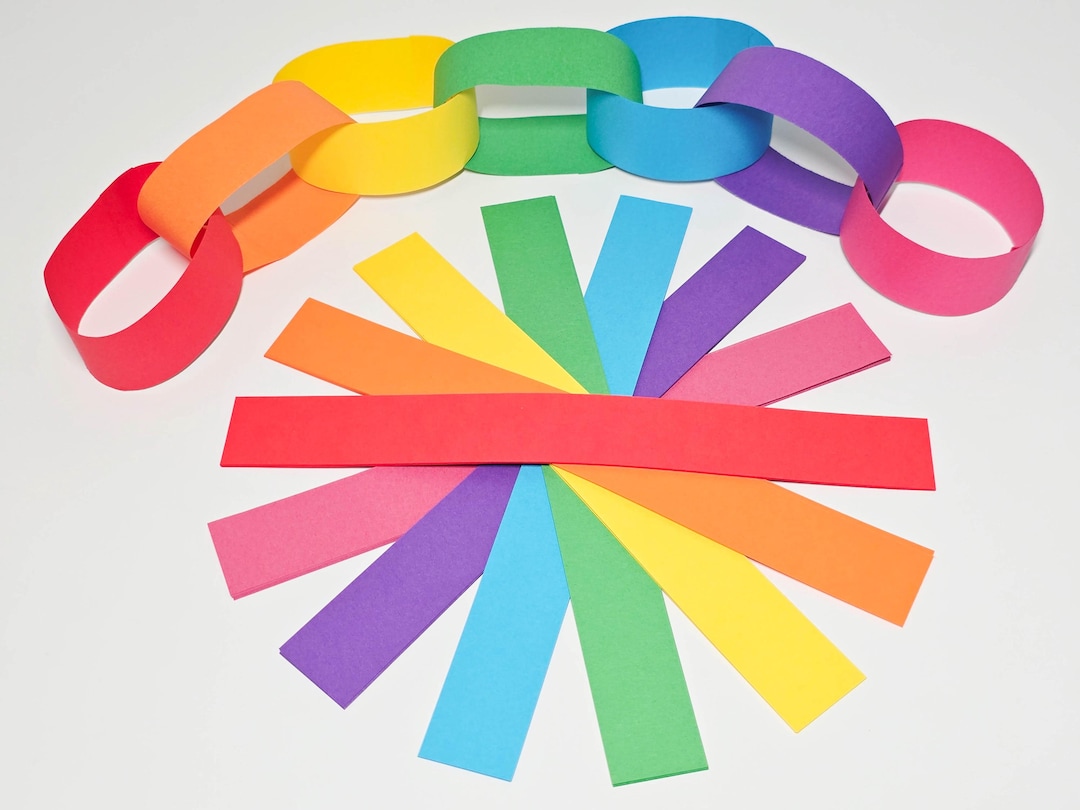 Bright Rainbow Paper Chain Strips - Etsy UK