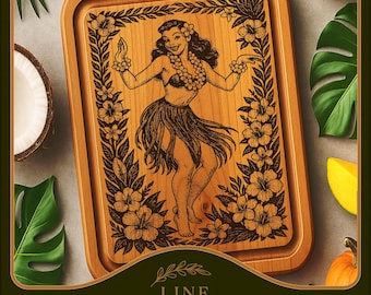 Vintage Hula Girl SVG: Retro hawajska grafika wektorowa, wystrój baru Tiki (pobieranie cyfrowe)