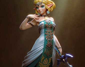 Linked Princess | Video-game character Figurine | 16K 3D Printed Kit to assemble & paint | designs by Bulkamancer Sculpts