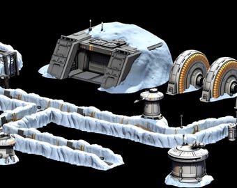 Trenches System for Snowy Scenery | 28mm Wargaming Terrain | 3D Printed kit to Paint | Rebel Command Base pack from WarScenery