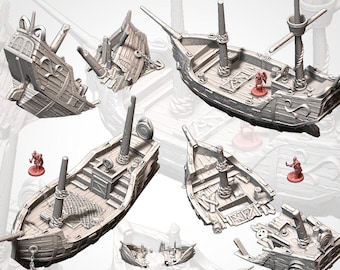 Shipwrecks Terrain & Aground Ships | Fantasy Wargaming Terrain | FDM 3D Printed kit | designs by Txarli Factory