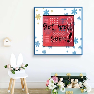 Gute Besserung Karte. Minimale heilende botanische umweltfreundliche Kunstkarte. Pflege Geschenk. Kunsttherapie. Sofortiger Download.