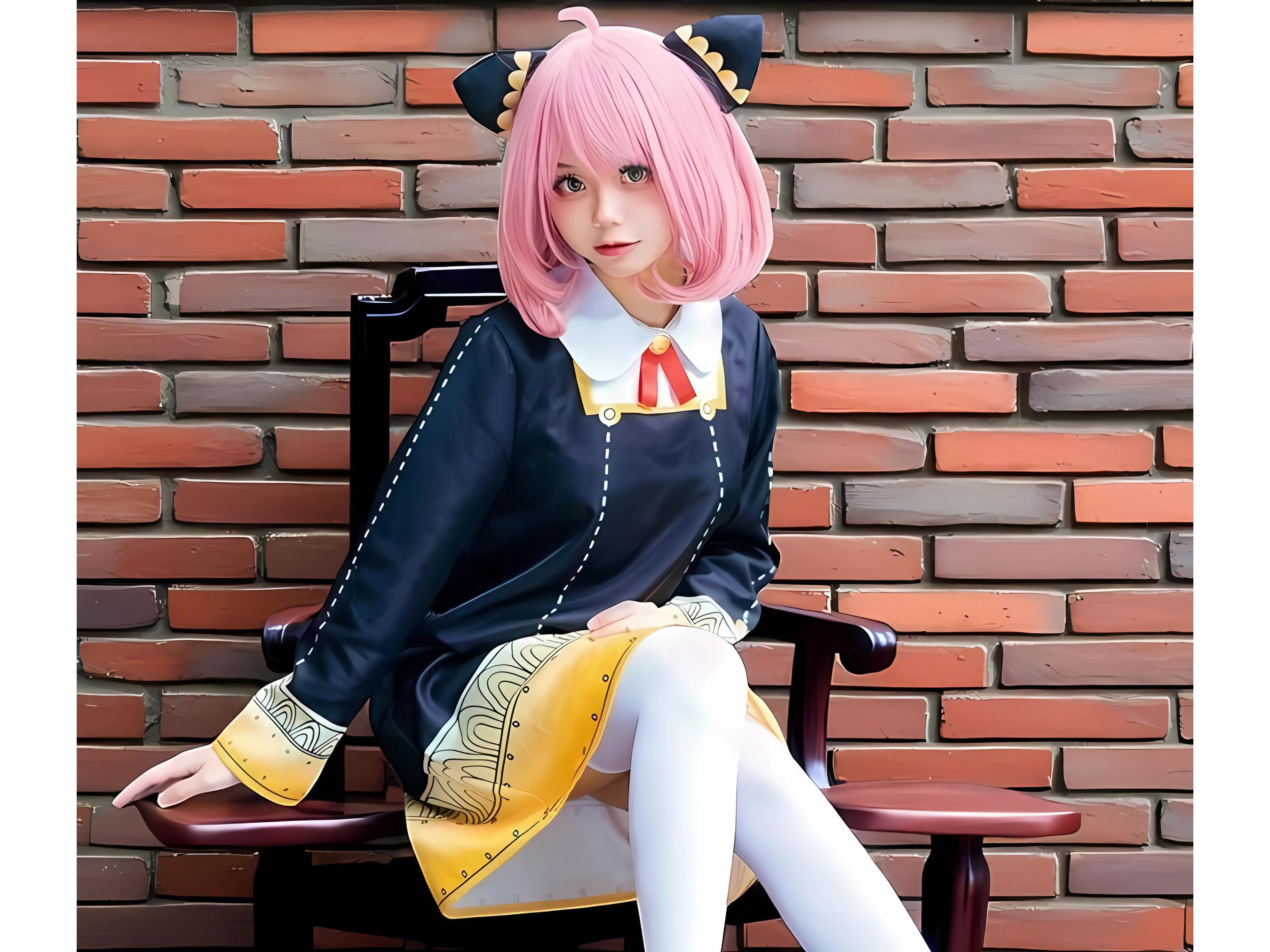 Anime Spy Family Anya Fake Cosplay Costume,  Anya Cosplay, Anime Cosplay Costume, Kawaii Pink Hair Girl Costume, Anime Outfit for Halloween
