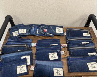Upcycled Denim Jean Zippered Coin Purse