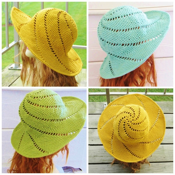 Crochet Sun Hat Pattern, Crochet Hat Pattern, Crochet Brimmed Hat Pattern, Sunsational Sun Hat