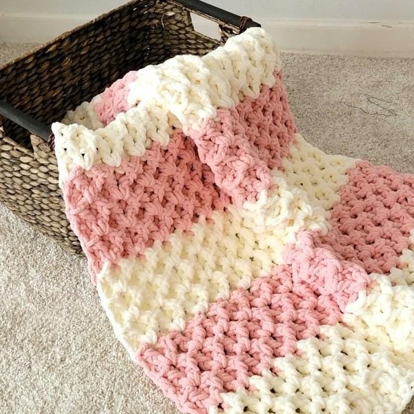 1 Row Crochet Blanket Pattern, Crochet Baby Blanket Pattern, Crochet Afghan Pattern, Hugs and Kisses Blanket