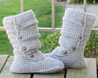 Crochet Slipper Patter, Crochet Boots Pattern. Crochet Woman's Boots Pattern, Crochet Woman's Slipper Pattern, Crochet Slouch Boots Pattern