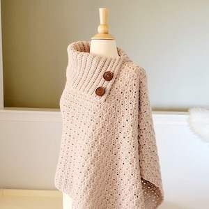 Crochet Poncho PATTERN, Crochet poncho with collar, crochet clothing pattern