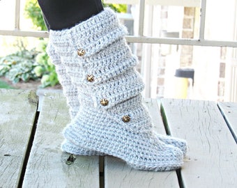 Crochet Slipper Patter, Crochet Boots Pattern. Crochet Woman's Boots Pattern, Crochet Woman's Slipper Pattern, Crochet Slouch Boots Pattern