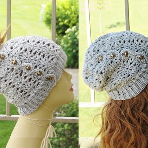 Crochet Slouchy Hat Pattern, Crochet Hat Pattern, Crochet Messy Bun Hat Pattern, Slouchy Hat Crochet Pattern, 2 options