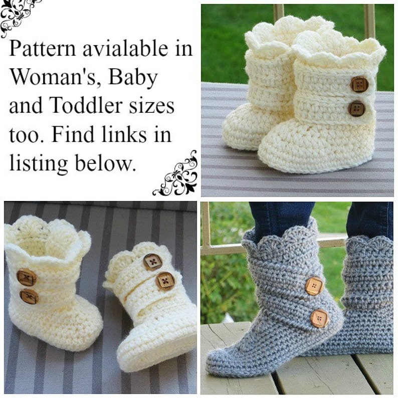 Crochet Pattern for Child's Boots, Kids Boots Crochet Pattern, Slipper Crochet Pattern, Child's Classic Snow Boots image 5