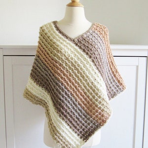 Striped Crochet Poncho Pattern, Caron Cakes Poncho