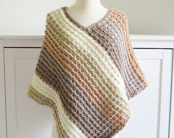 Striped Crochet Poncho Pattern, Caron Cakes Poncho