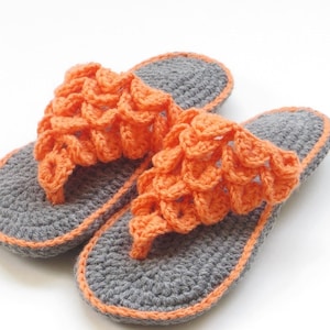 CROCHET Slipper PATTERN, Crochet Sandals Pattern, Crocodile Stitch Slippers for Women, image 1