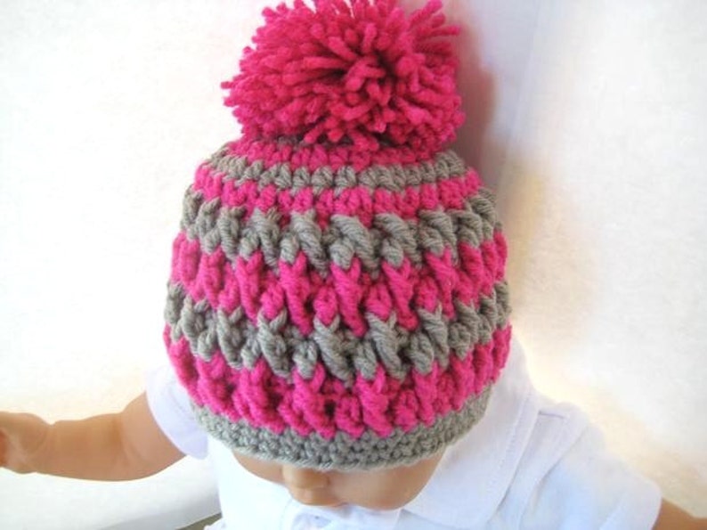 Crochet Pattern Hat , Newborn Baby to Adult, Boy and Girl, Pdf Crochet Beanie Hat Pattern Pom Pom Hat image 3