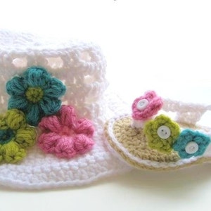 Crochet Sandals Pattern for Baby , Baby Flip Flops or Thongs for Girls, Crochet Pattern in 4 sizes( pdf pattern for sale) image 4