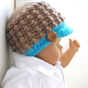 Crochet Pattern Hat , Newborn Baby to Adult, Boy and Girl, Pdf pattern Visor Beanie image 2