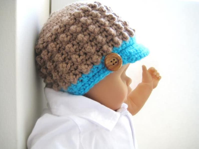 Crochet Pattern Hat , Newborn Baby to Adult, Boy and Girl, Pdf pattern Visor Beanie 画像 3