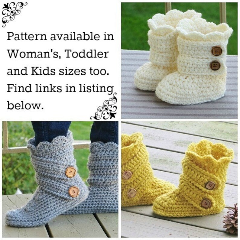 Crochet Baby Pattern, Crochet Baby Boots Pattern, Classic Snow Boots , 4 Sizes pdf pattern image 4