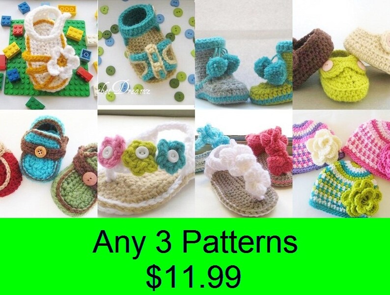 Crochet Booties Pattern, Crochet Pattern Booties for Girls in 4 sizes, Ballet Flats image 4