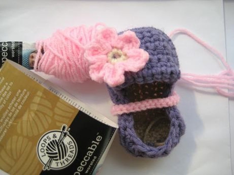 Crochet Booties Pattern, Crochet Pattern Booties for Girls pdf pattern 4 sizes, Ballet Flats image 4