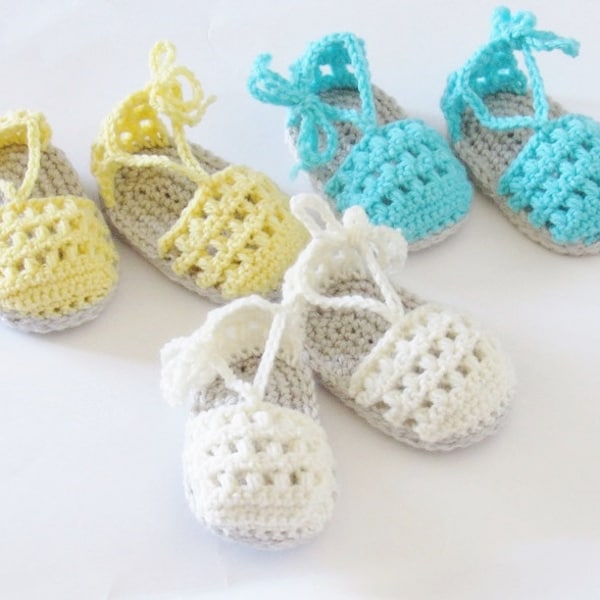 Modèle de crochet, modèle de sandales au crochet, modèle de chaussons au crochet, modèle de chaussure de bébé, modèle d'été, sandales de mai