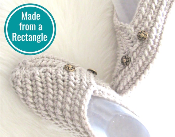Crochet Slippers from a Rectangle, Crochet slipper pattern, in US sizes 5-10