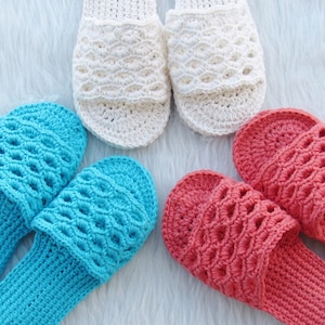 Crochet Slipper Pattern, Crochet Woman's Slipper Pattern, Crochet Woman's Sandals Pattern, Spa Day Slippers